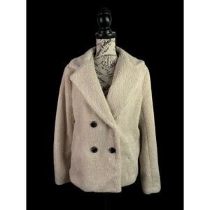 Anthropologie Sanctuary Women's Size Small Faux Fur Jacket Double Breasted Cream
